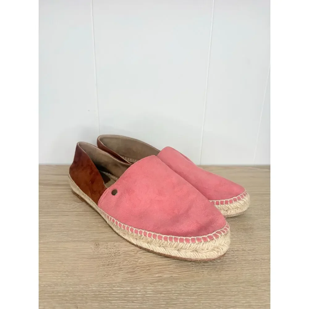 Hermes Joven Pink Suede Espadrilles Size 9 Slip On Casual Shoes